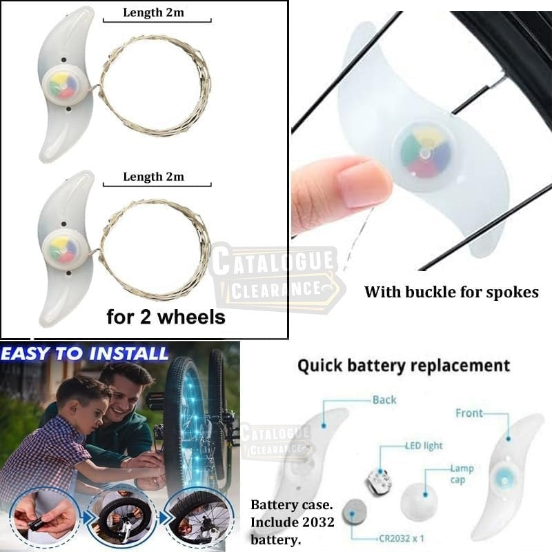 Bike Wheel Light, IP65 Waterproof, 3 Lighting Modes, Easy to Install