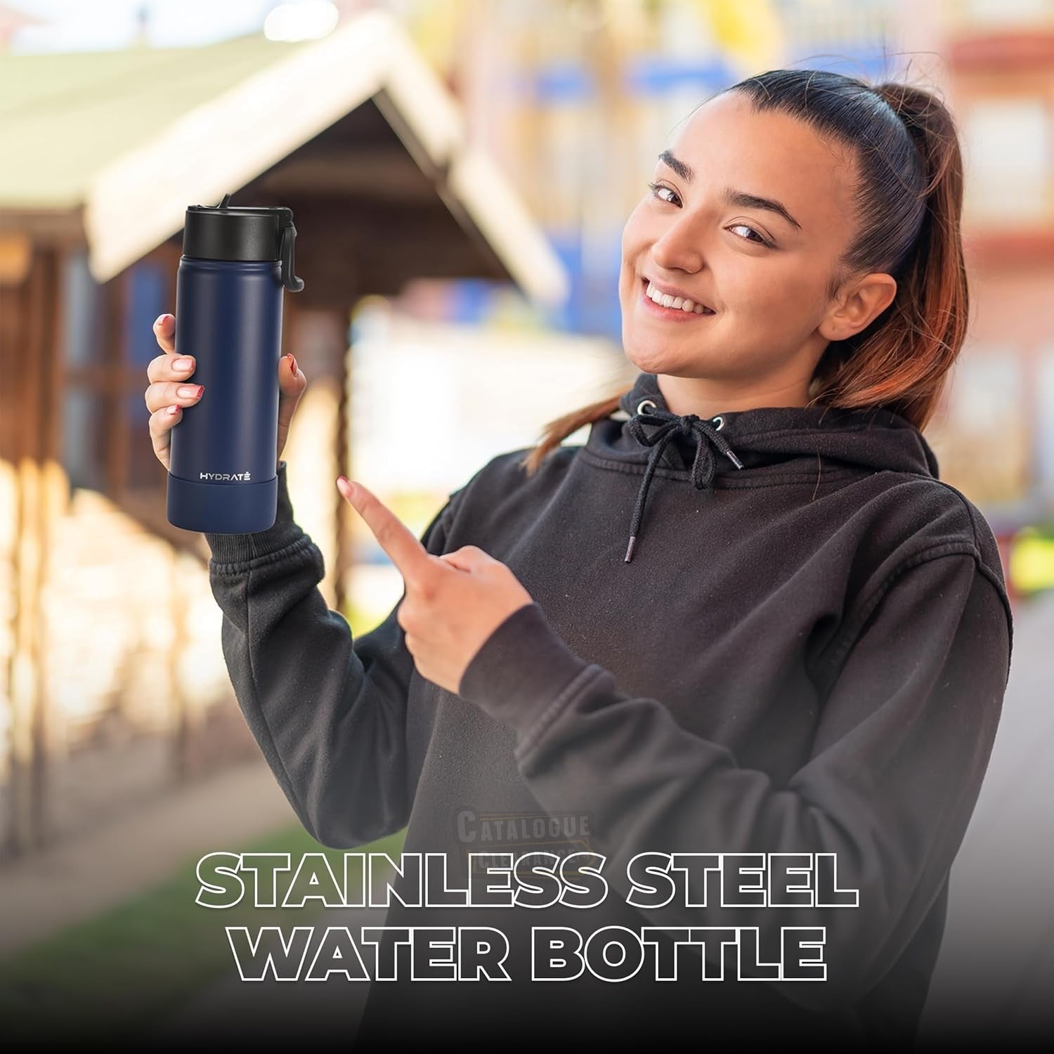 HYDRATE Insulated Stainless Water Bottle with Straw