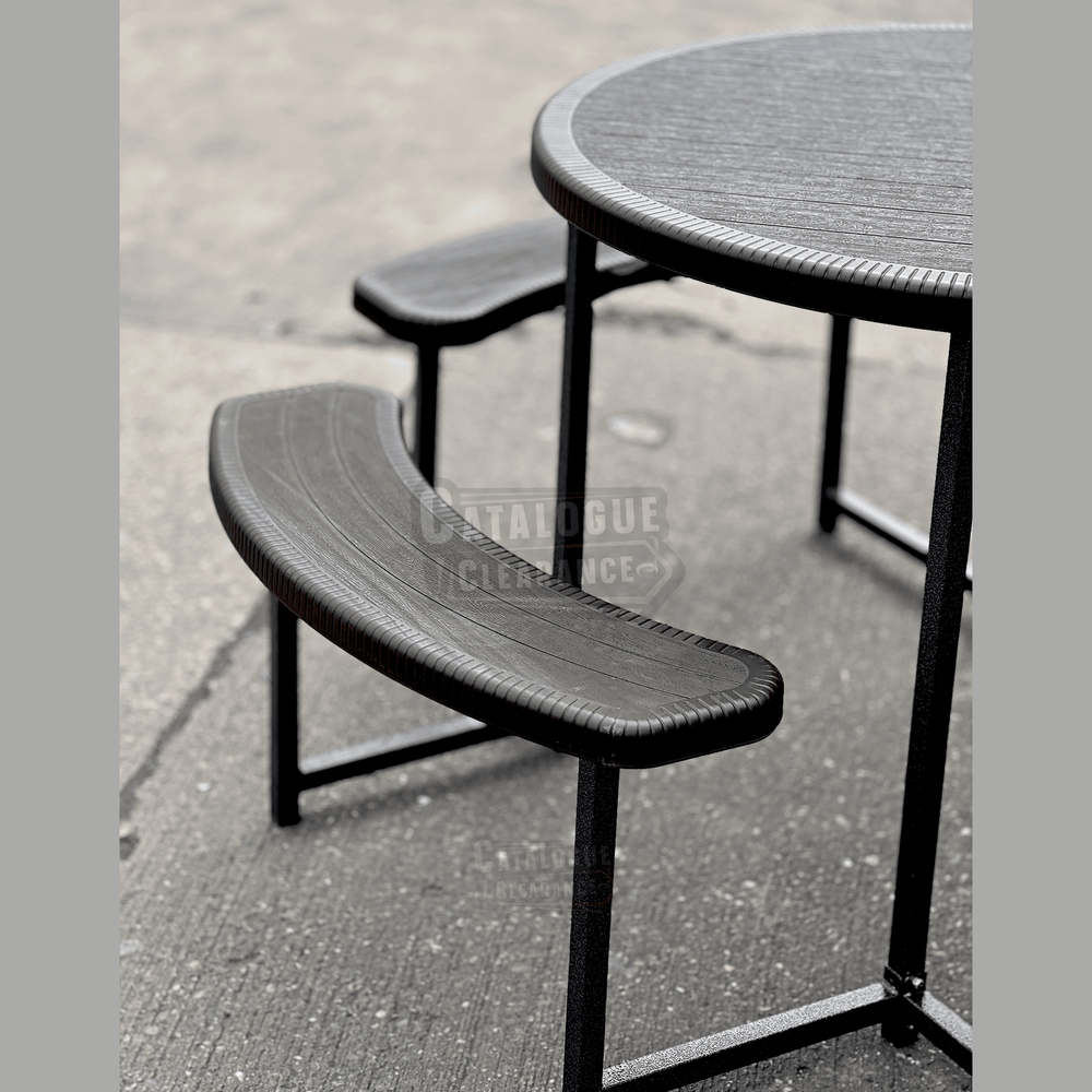 37-Inch Round Picnic Table Set with 4 Curved Benches