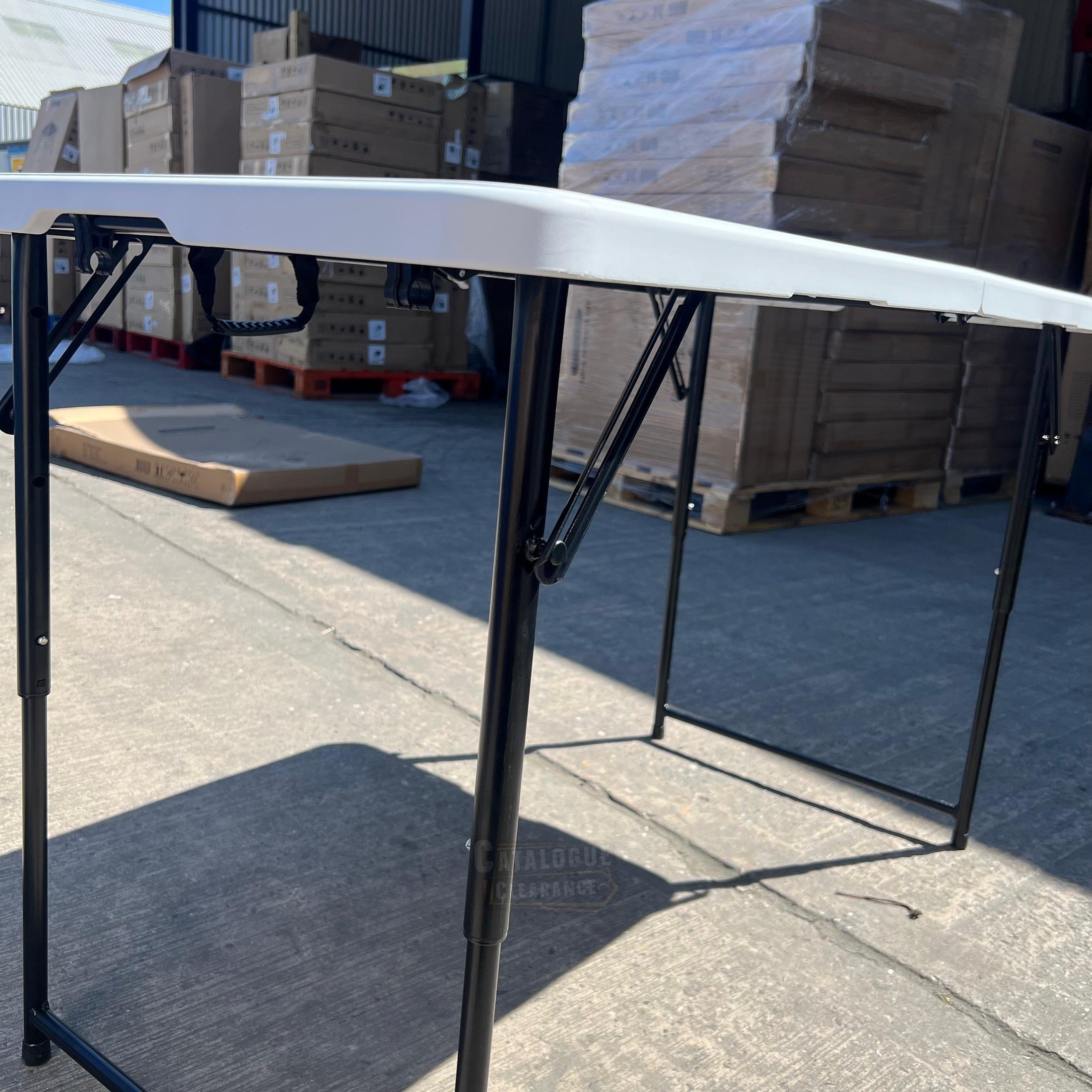 4FT & 6FT Heavy Duty Folding Trestle Table – White Plastic, Portable with Handle