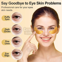 24K Gold Under Eye Patches - 50 Pairs Gel Pads with Collagen & Hyaluronic Acid for Dark Circles, Puffy Eyes, Wrinkle Removal, Dermatologically Tested