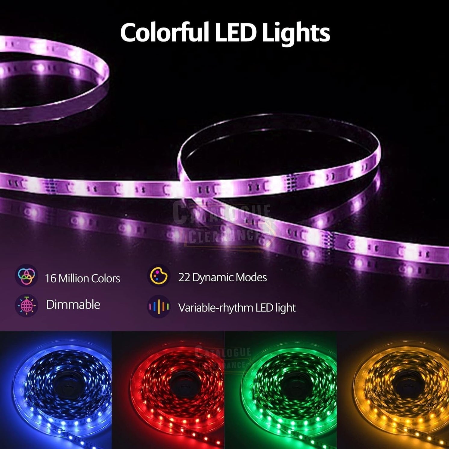 5m LED Strip Lights with Music Sync & Smart App Control – RGB Color Changing Lights for Bedroom & Home Decoration