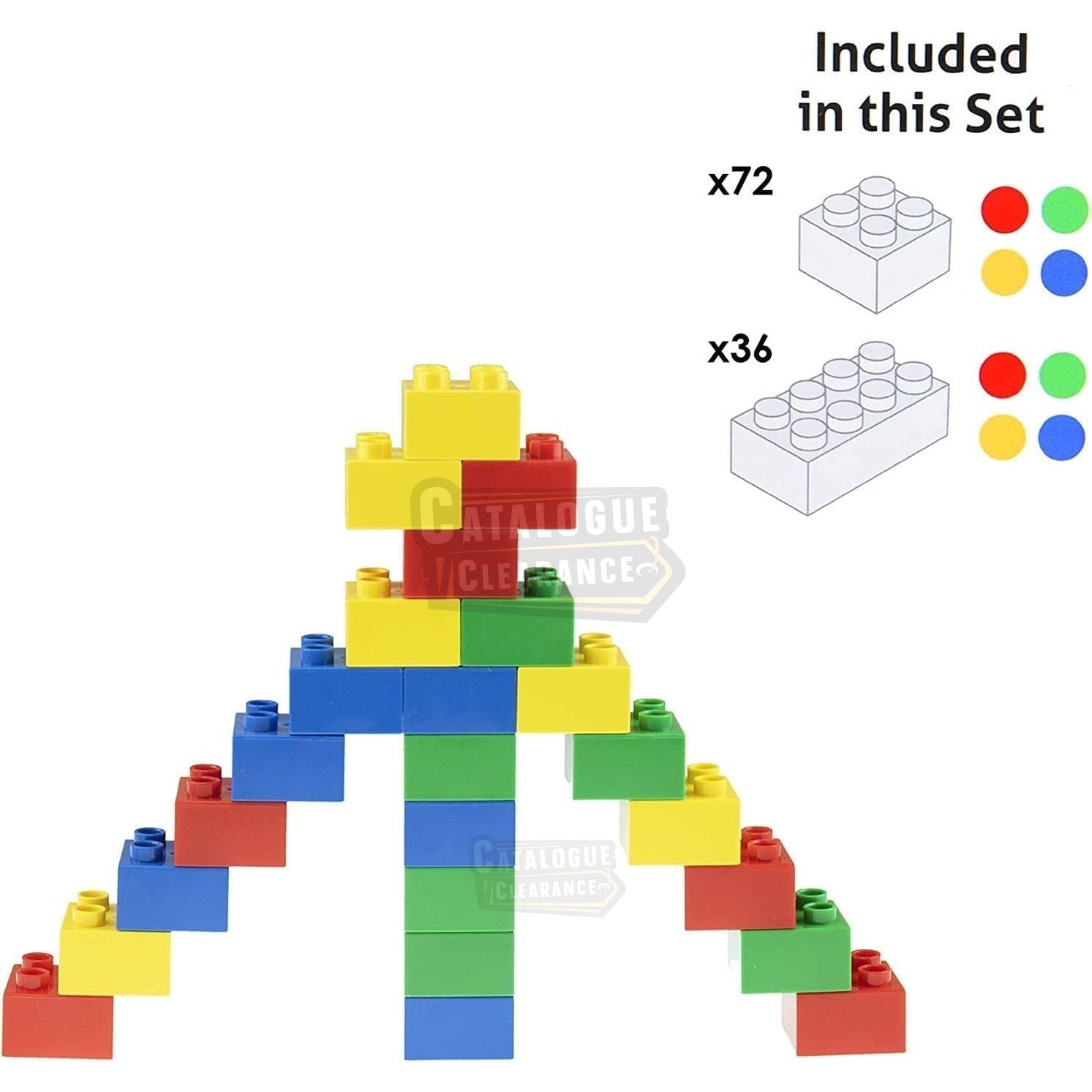 Large Building Block Set, 108 Pieces, Compatible with Major Brands, for Ages 3+