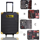 Premium 599 Piece Professional Aluminium Tool Box Set - With Wheels, Telescopic Handle, 4 Levels, Ring Ratchets, Socket Wrenches, Ratchets and Open-End Spanner
