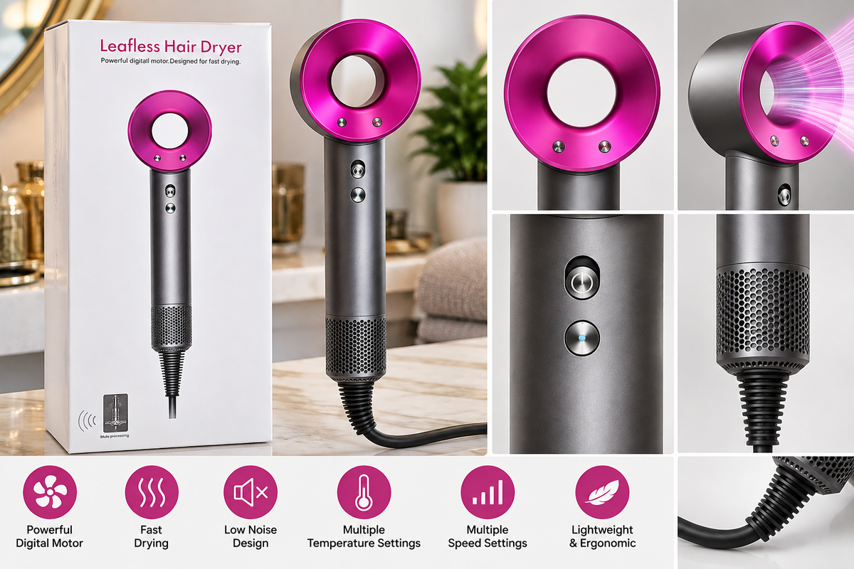 Bladeless Hair Dryer – Powerful Digital Motor, Fast Drying