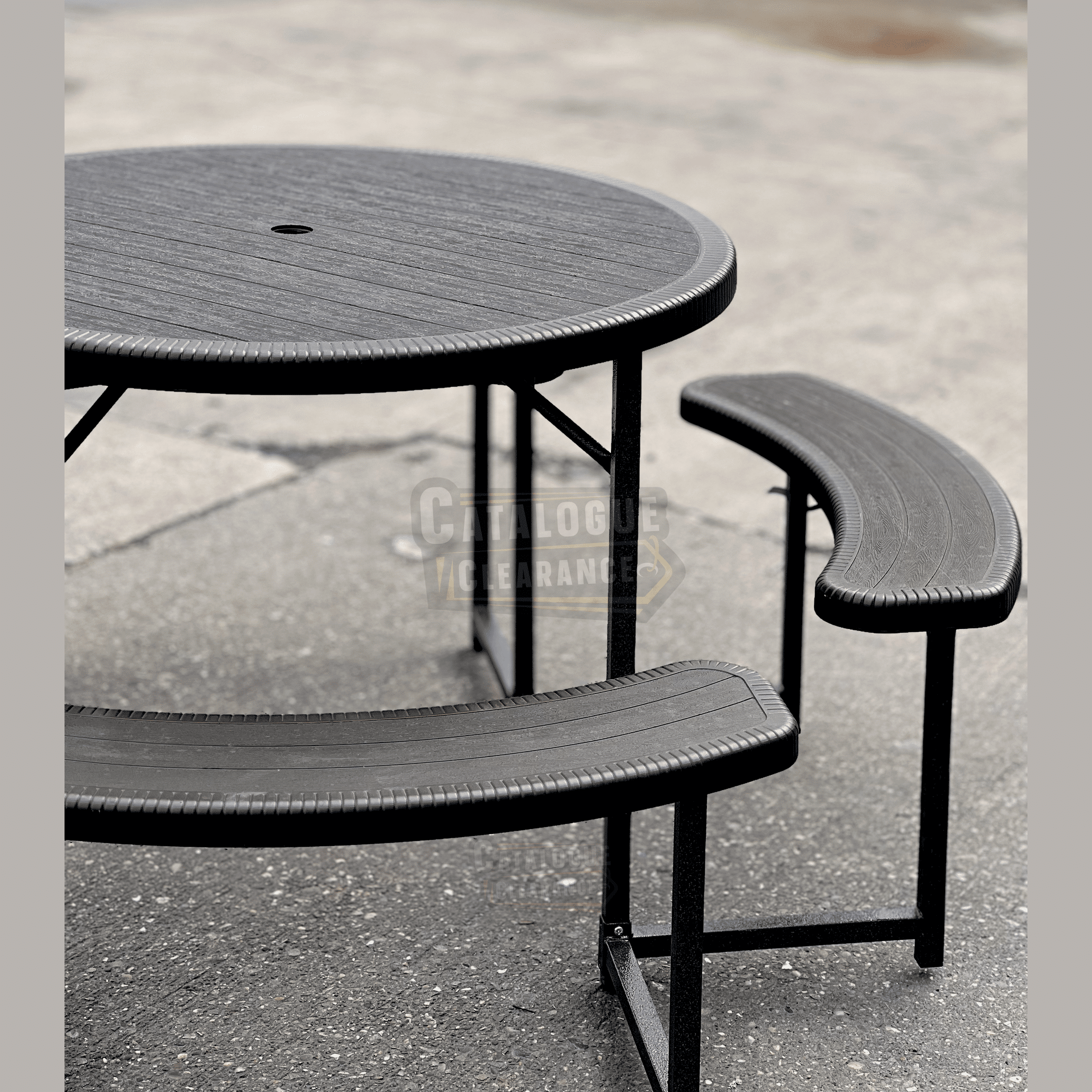 37-Inch Round Picnic Table Set with 4 Curved Benches