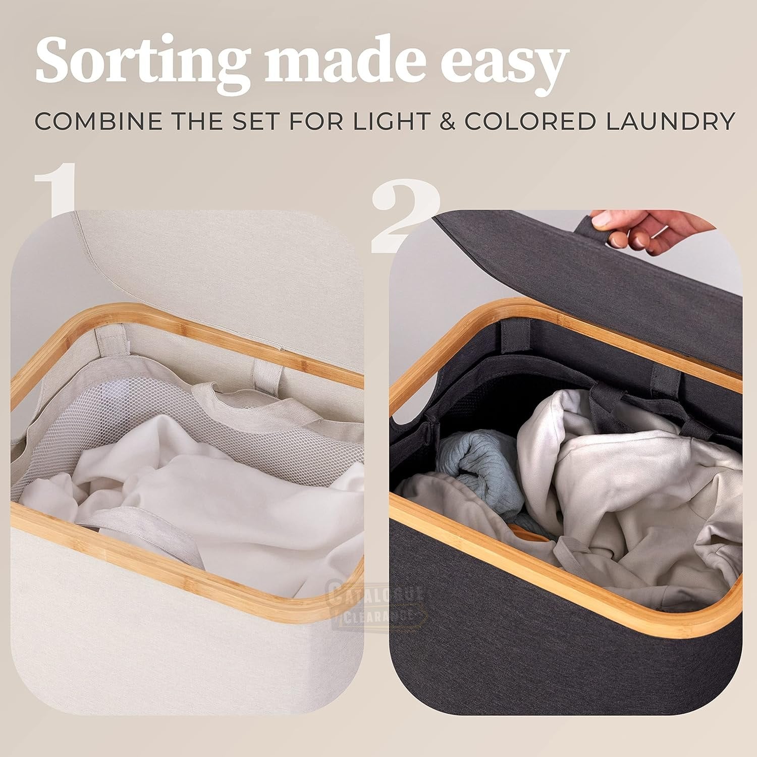 Adrian 100L Bamboo Laundry Hamper with Lid & Removable Bag
