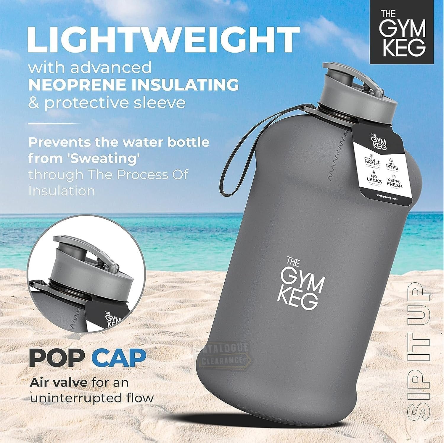 The Gym Keg Sports Water Bottle (Large 2.2 L) Fitness Exercise BPA Free