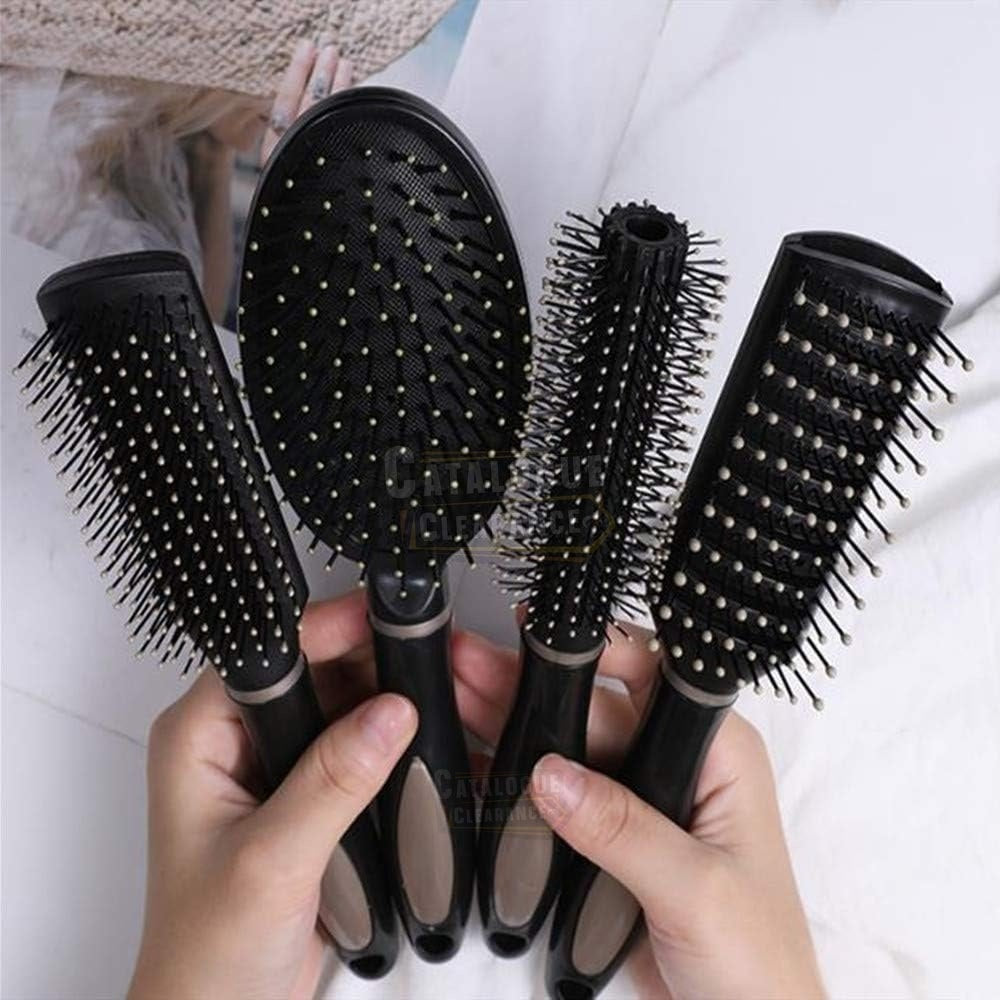 4-Piece Hair Brush Set – Anti-Static Oval, Round, Vent, & Paddle Brushes for Detangling, Shine & Scalp Massage