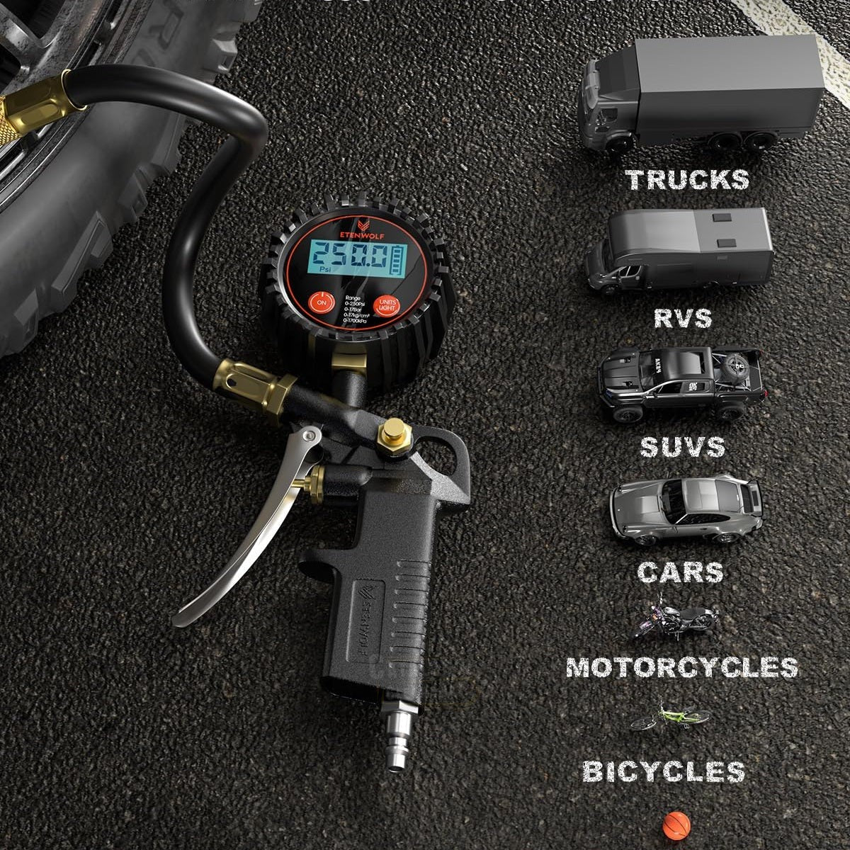 ETENWOLF T500 Tire Pressure Gauge with Inflater