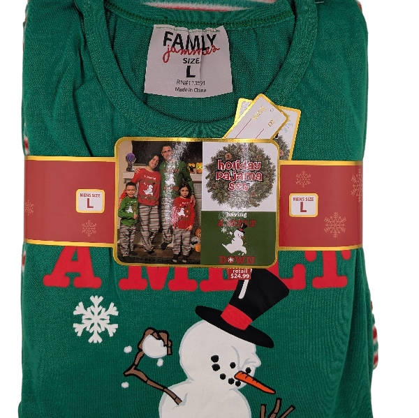 Holiday Family Pajama Set – “A Melt” Green Christmas Pyjamas with Snowman Desig