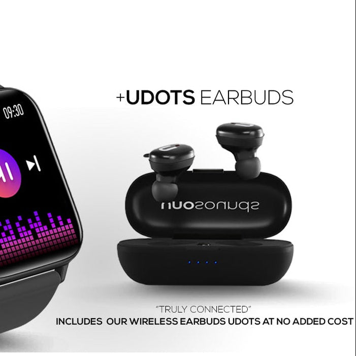UNOSOUNDS Uwatch 1 with Earbuds, High-End Fitness Tracker for Women/Men, IP67, Health Smartwatch