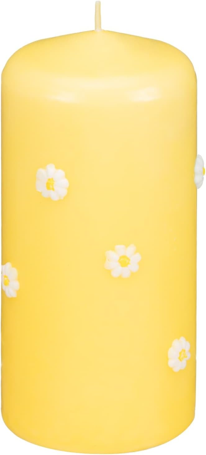 3D Daisy Pillar Candle – Yellow Floral Decorative Home Accent