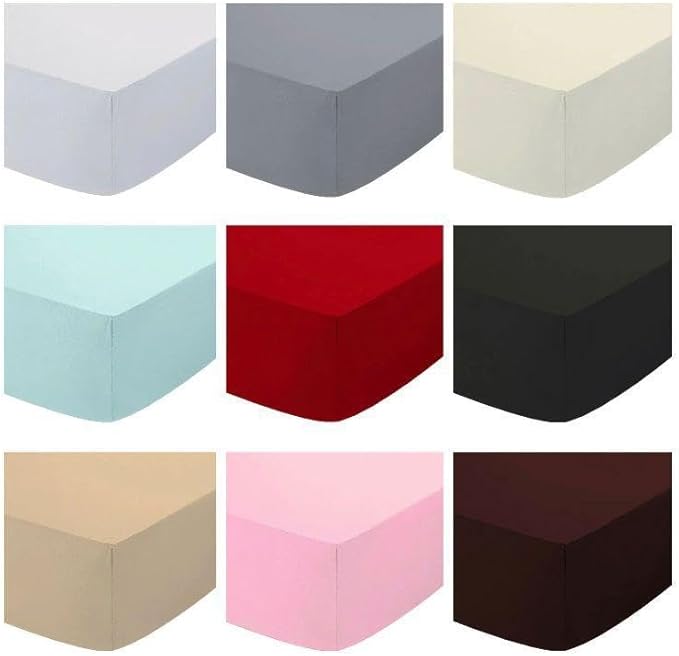 Bulk Deal: Reverie Maison Plain Fitted Sheets – 12 Pieces per Box for £24 (Assorted Colours, Soft & Durable)