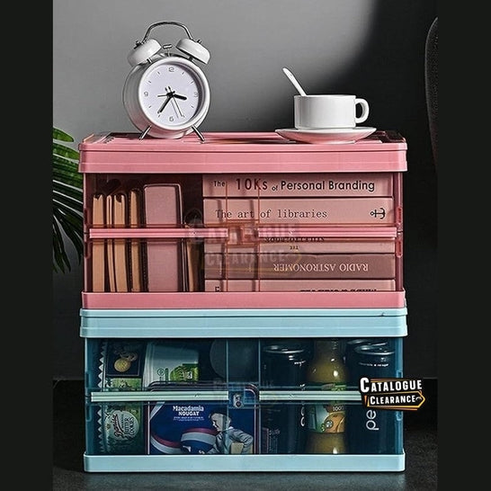 2 Storage Box Combination, Folding Storage Box with lid, Transparent Storage Box