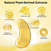 24K Gold Under Eye Patches - 50 Pairs Gel Pads with Collagen & Hyaluronic Acid for Dark Circles, Puffy Eyes, Wrinkle Removal, Dermatologically Tested