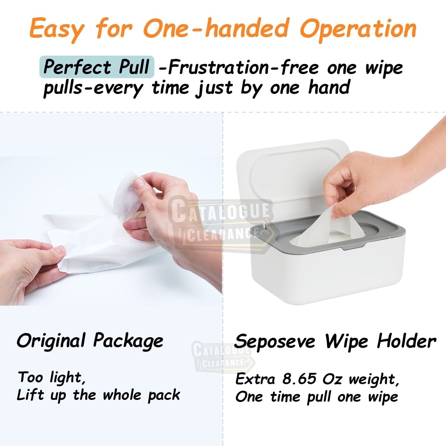 Seposeve Refillable Wipe Dispenser – One-Handed, Non-Slip, Keeps Wipes Fresh