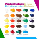 AEM Watercolor Paint Set - 24 Tubes, Brushes, Paper & Palette