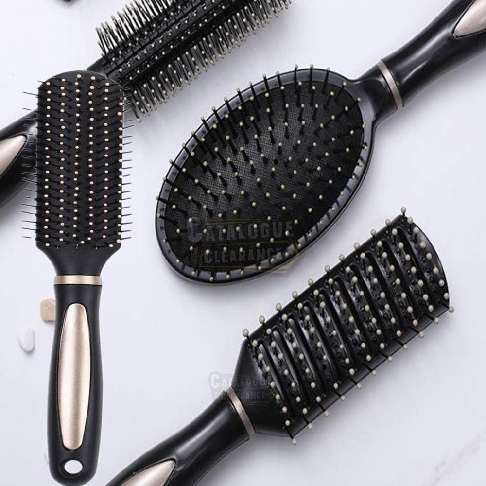 4-Piece Hair Brush Set – Anti-Static Oval, Round, Vent, & Paddle Brushes for Detangling, Shine & Scalp Massage