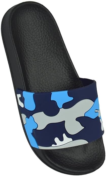 Kids Boys Summer Pool Sliders – Soft EVA Non-Slip Slippers – Beach, Shower & Indoor/Outdoor Sandals