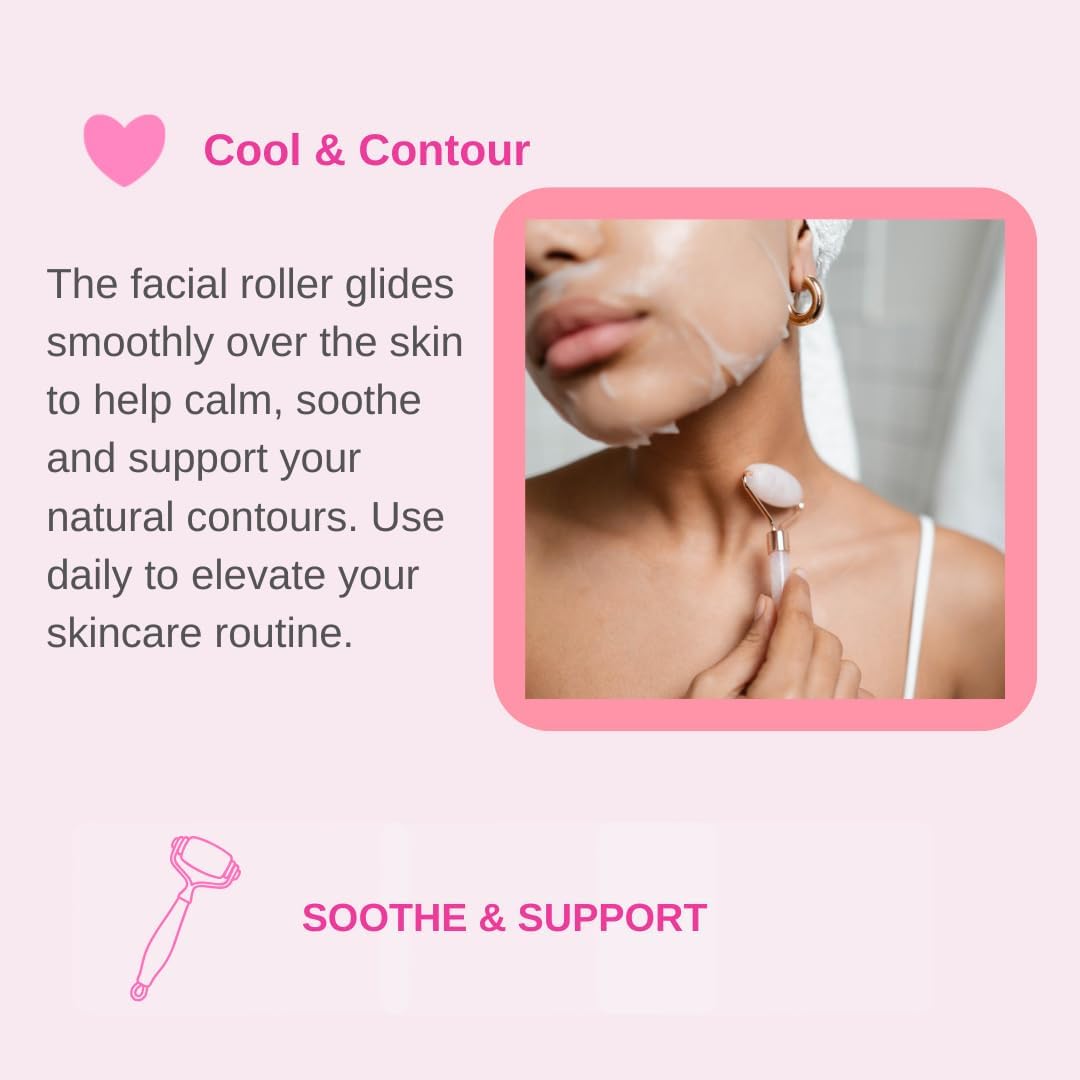 Barbie Rose Quartz Face Roller & Eye Massager Set – Cooling Facial Roller for Face, Neck & Under Eyes