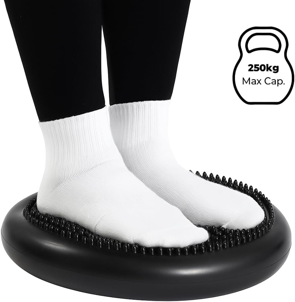 Inflatable Wobble Cushion Balance Disc with Pump – Core Stability Training Air Pad (33cm)