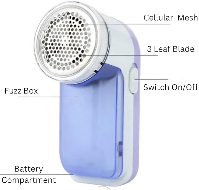 Electric Lint Remover & Fabric Shaver – Portable Clothes Fuzz & Pill Remover with Stainless Steel Blades