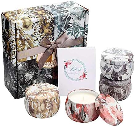 Luxury Floral Scented Candle Gift Set – 4 Tin Candles with Gift Box