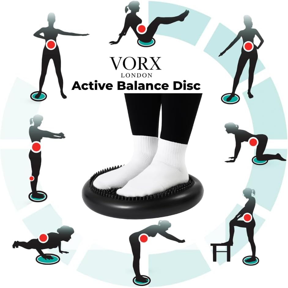 Inflatable Wobble Cushion Balance Disc with Pump – Core Stability Training Air Pad (33cm)