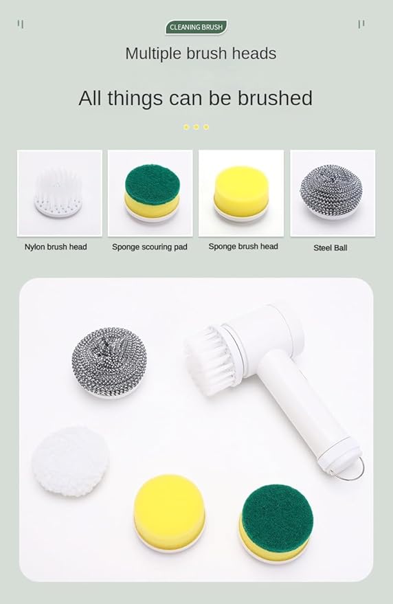 Replacement Brush Heads for Electric Spin Scrubber – 5 Pack Multi-Purpose Cleaning Heads
