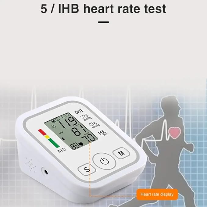 Digital Automatic Blood Pressure Monitor Upper Arm BP Machine Heart Rate Sphygmomanometer Pressure Meter Tonometer for Measuring Arterial Pressure