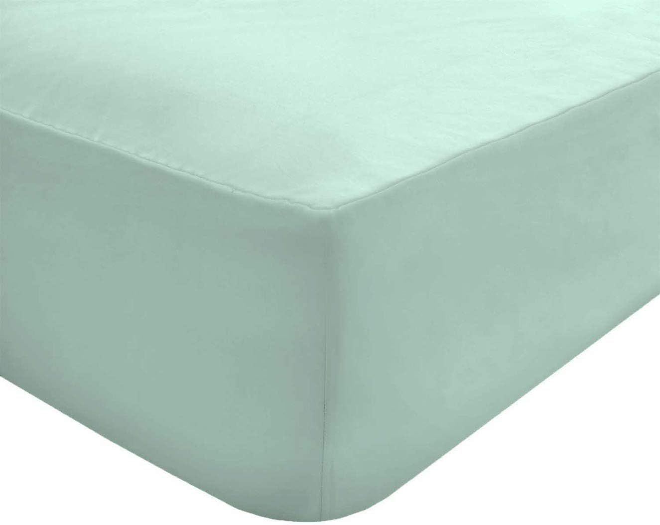Sleepdown Fitted Sheet Polycotton Easy Care Non-Iron Super Soft 12.5 Inch 32cm Extra Deep Pocket Bedsheet Bed Linen - Super King - Duck Egg