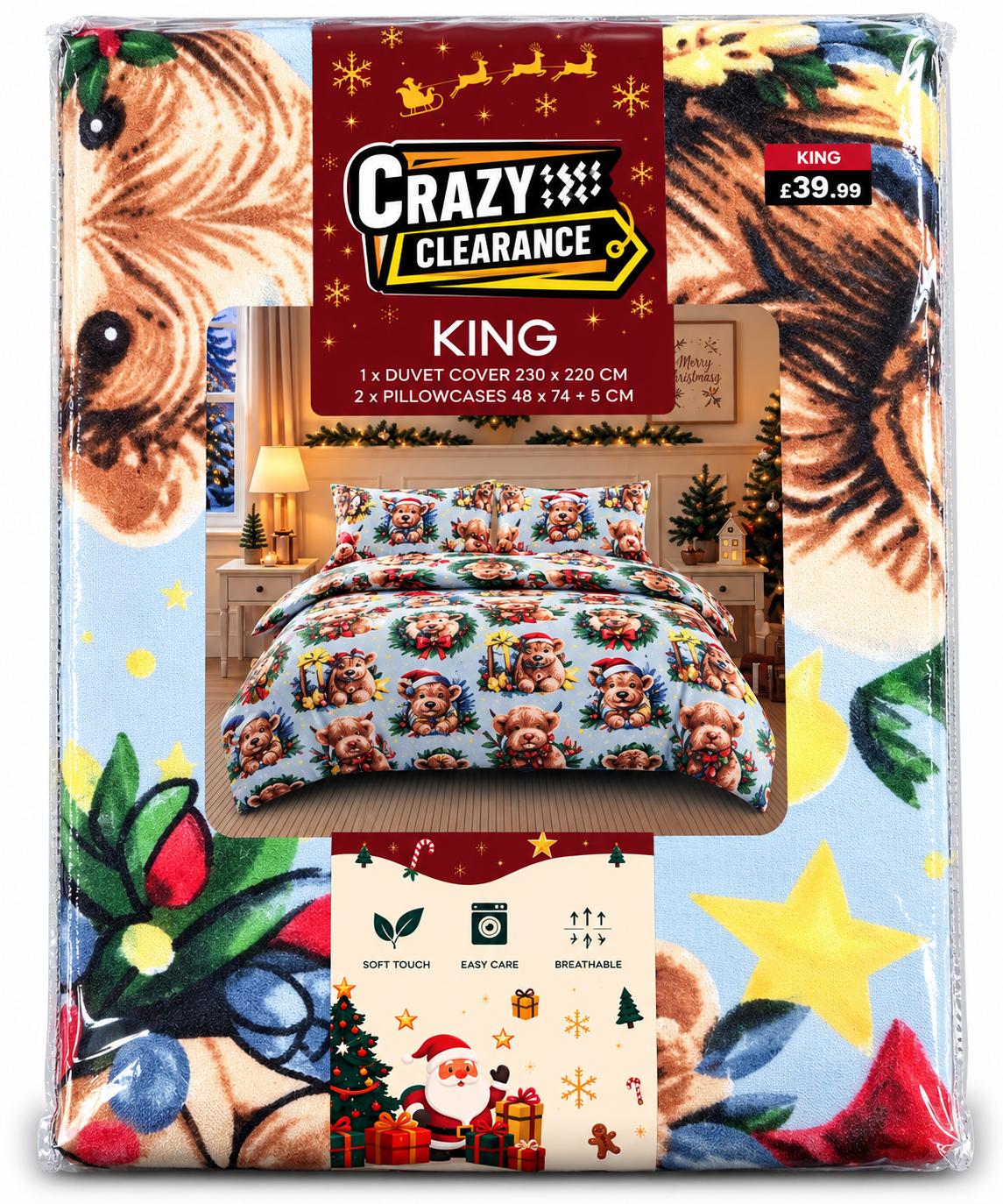 Christmas Duvets,Single,Double & King Size Duvet Cover Set – 3 Piece| 11 Different Designs