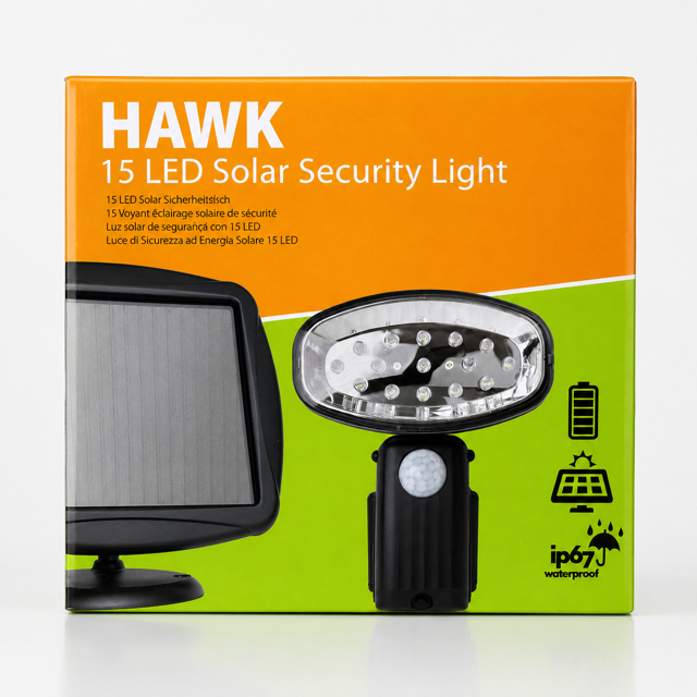 HAWK 15 LED Solar security light with motion sensor - IP67 waterproof