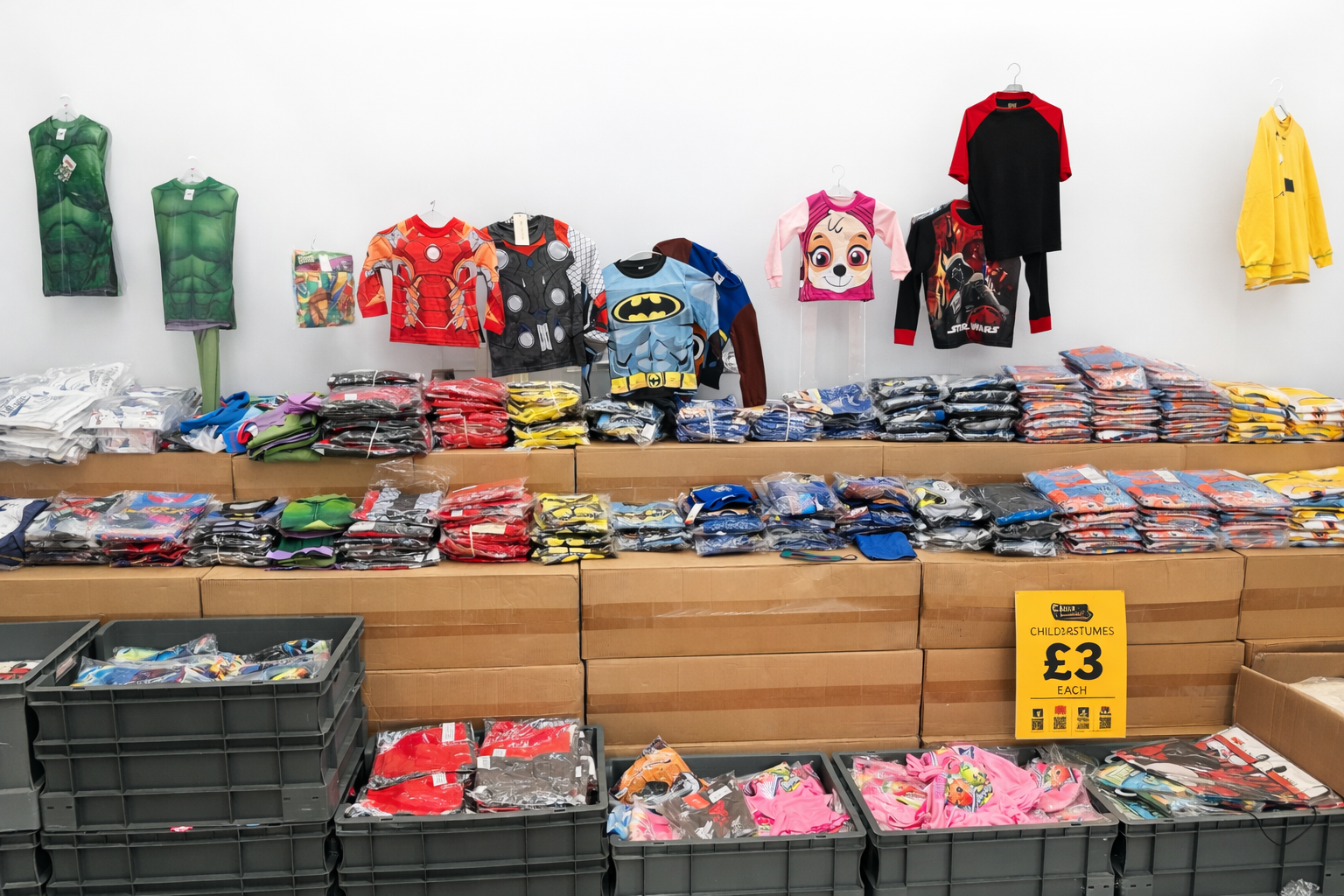 Kids Character Pyjamas BULK DEAL – 50 Mixed Sizes & Designs (Spider-Man, Batman, Frozen & More) for £125