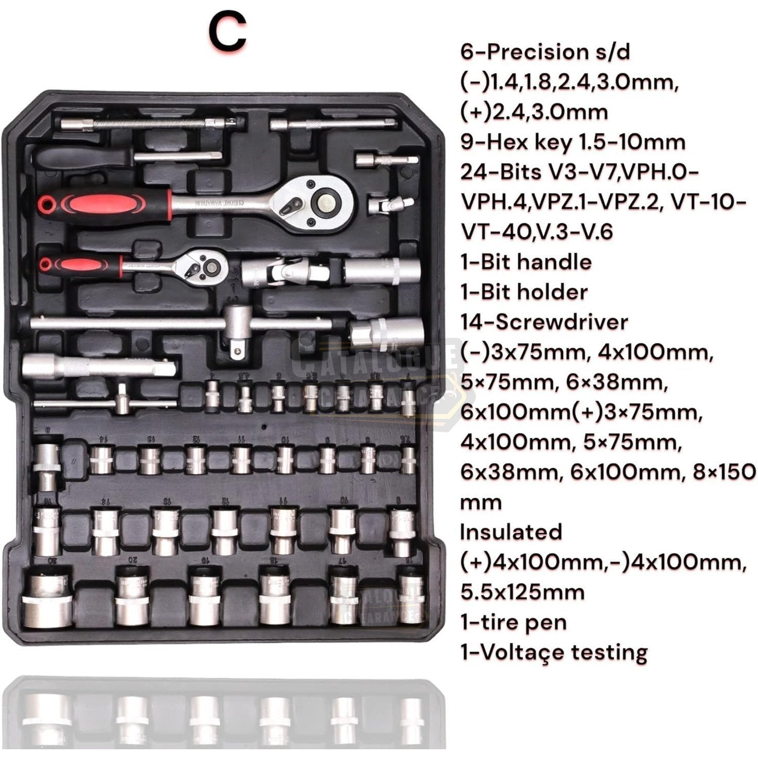 Premium 599 Piece Professional Aluminium Tool Box Set - With Wheels, Telescopic Handle, 4 Levels, Ring Ratchets, Socket Wrenches, Ratchets and Open-End Spanner