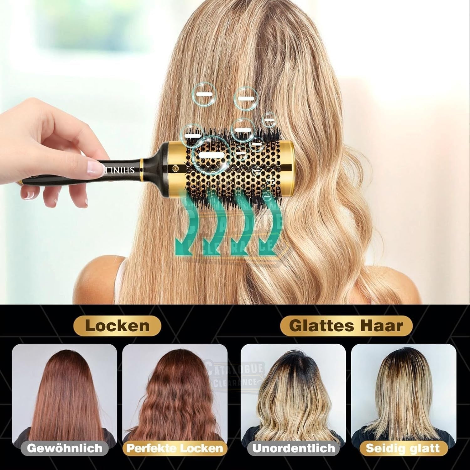SHINLEA 53mm Round Brush for Blow Drying – Nylon & Aluminium Professional Hair Brush for Curls and Styling Without Pulling
