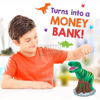 Paint Your Own Dinosaur Money Bank, Awesome Craft Kit with 13 Paint Colors