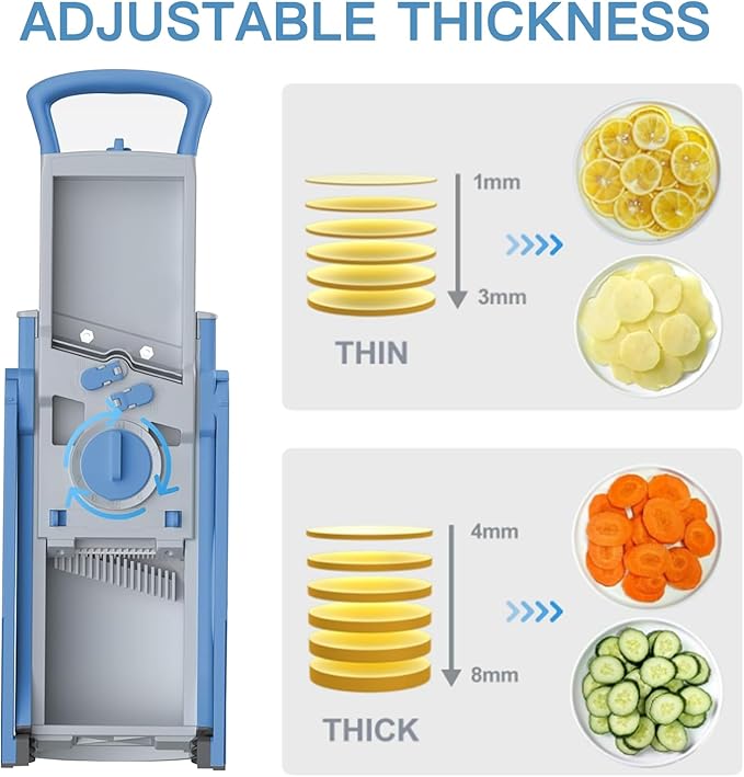 Adjustable Mandoline Slicer – Multi-Functional Vegetable Cutter with Container & Cleaning Brush