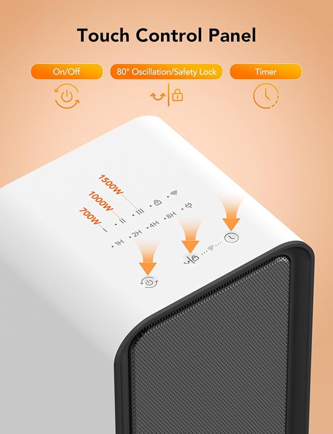 Govee Life Smart Electric Heater – Low Energy Ceramic Space Heater with Thermostat, WiFi & Bluetooth App Control – Compatible with Alexa & Google Assistant – Portable Heater for Bedroom, Office & Home (White)