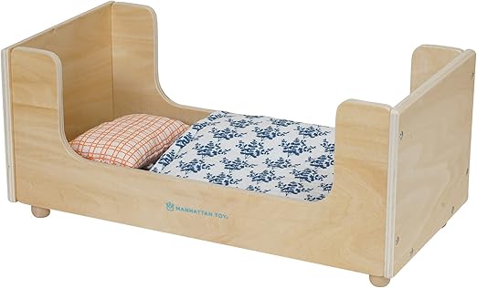 Manhattan Toy Sleep Tight Wooden Play Sleigh Bed for Dolls & Stuffed Animals