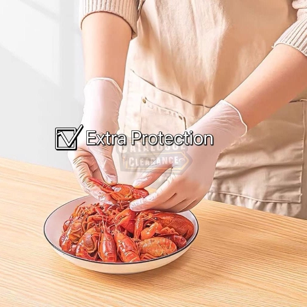 Clear Vinyl Gloves , Powder-Free, Extra Strong for Medical, Restaurant, Home & Kitchen, Cleaning