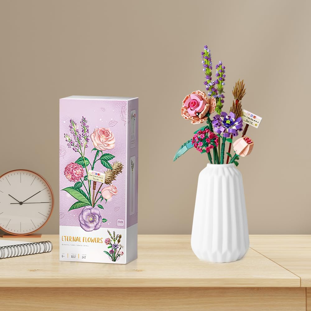 DIY Flower Bouquet Building Block Set – 547-Piece Botanical Collection for Adults