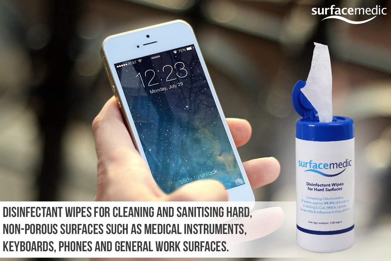 12x SurfaceMedic Antibacterial Disinfectant Wipes – 100 Alcohol Cleaning Wipes for Hard Surfaces & Equipment