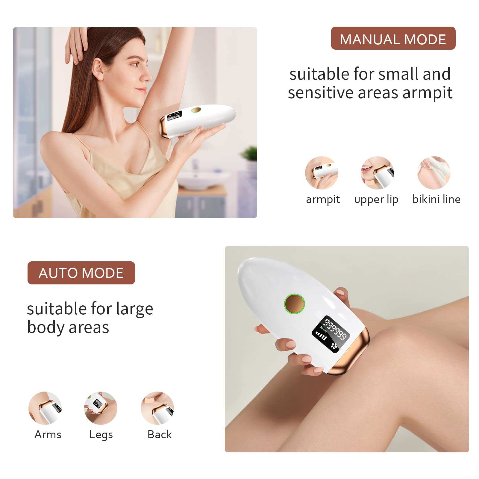 IPL Hair Removal Device for Men & Women –  Painless Hair Reduction for Full Face Treatment