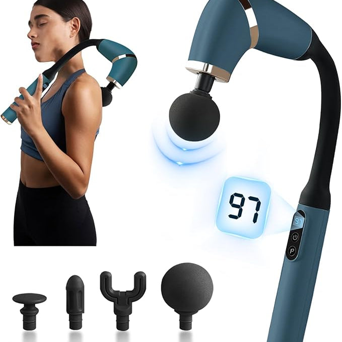 Fascial Gun Deep Tissue Massage Gun – Handheld Electric Muscle Massager with 4 Attachments