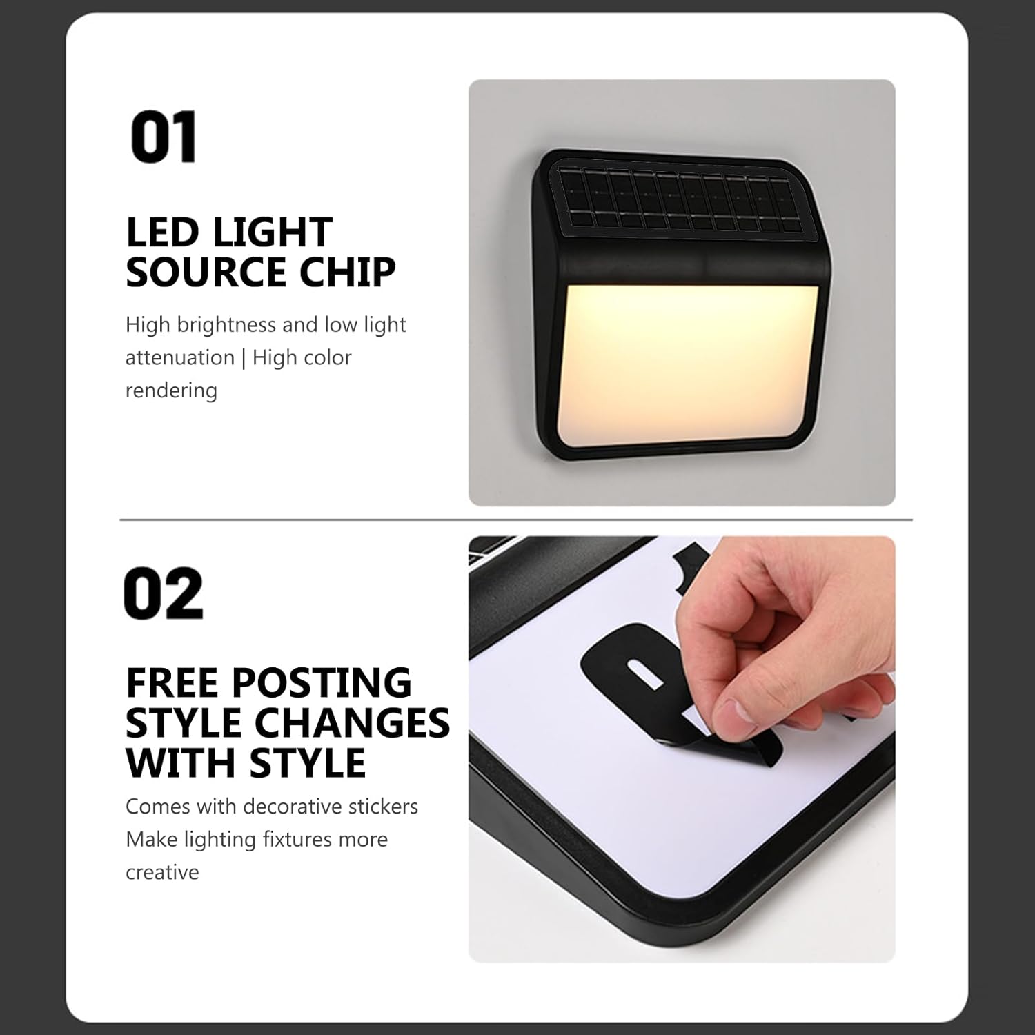 Solar LED House Number Sign – Waterproof Illuminated Doorplate with 61 LEDs