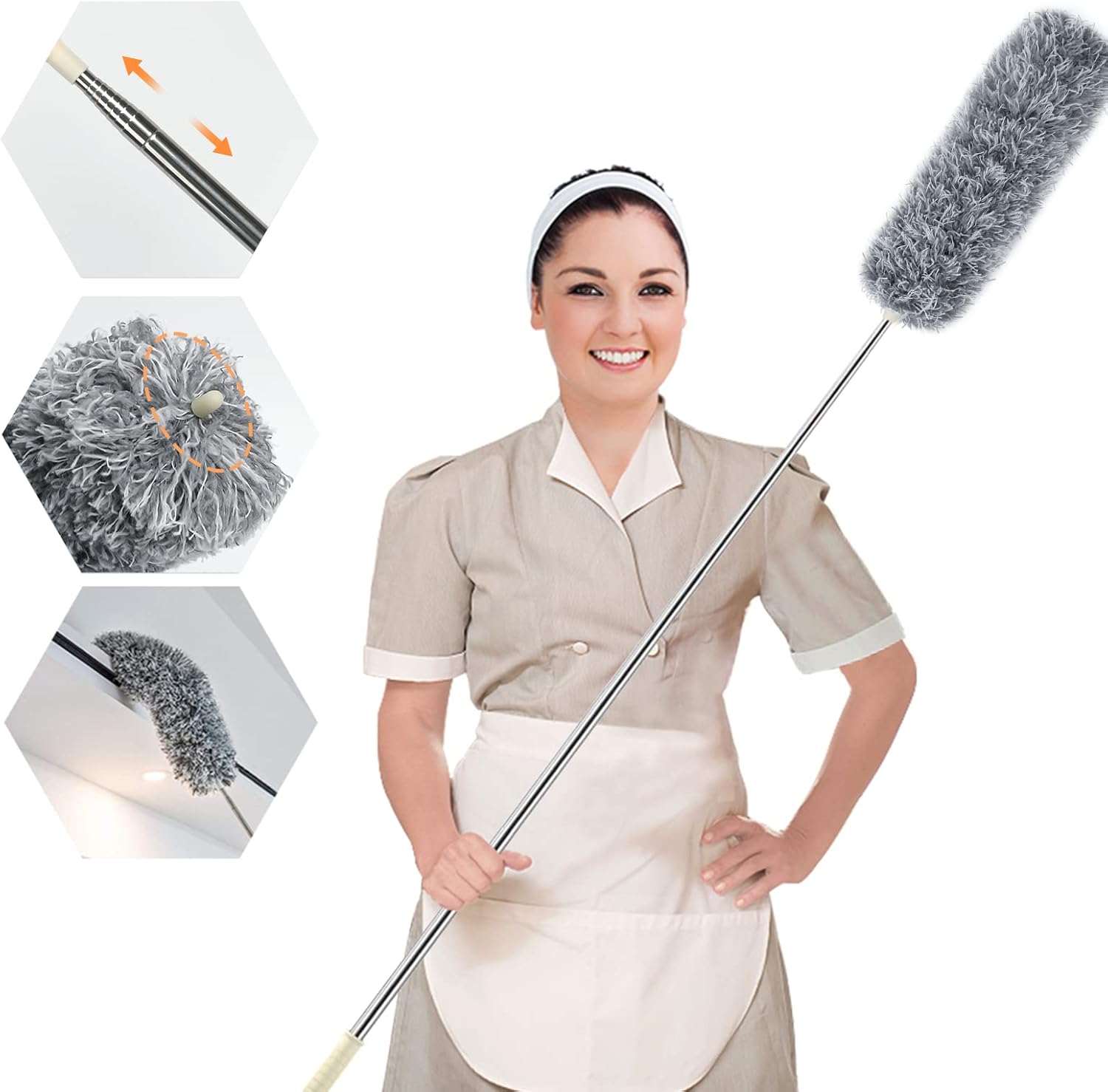 Extendable Microfiber Feather Duster – 100" Telescopic Stainless Steel Cleaning Tool