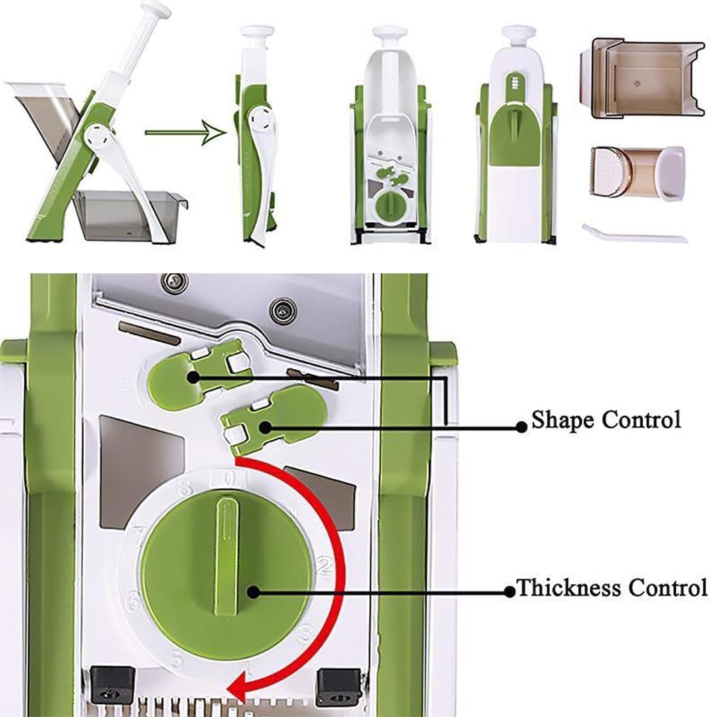 5-in-1 Adjustable Mandoline Vegetable Slicer & Chopper – Safe Kitchen Food Cutter for Potatoes, Carrots, Fruits & Vegetables