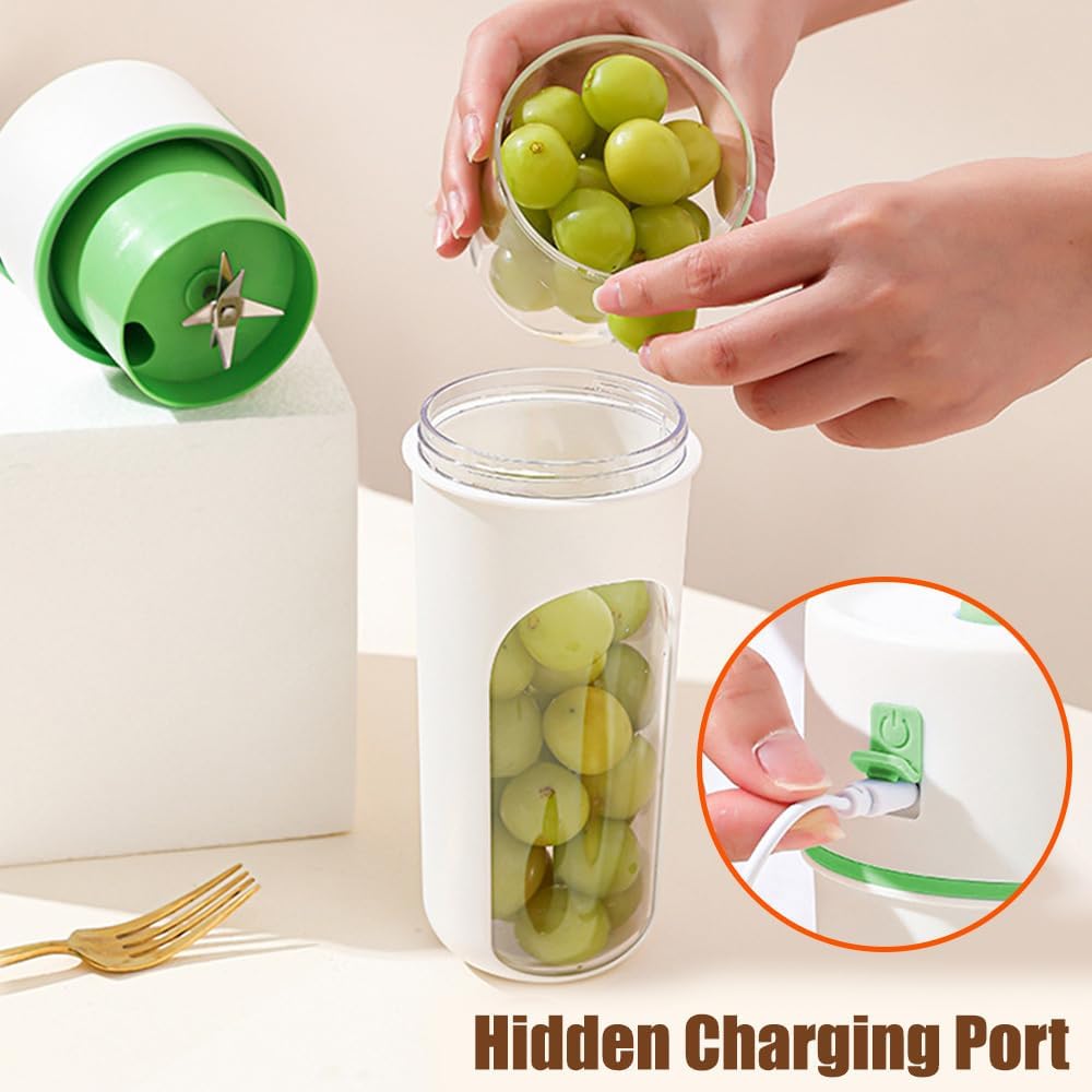 Open Circle Personal Blender, 480ml Cordless Small Blenders with Surround 6-Blade Leakproof